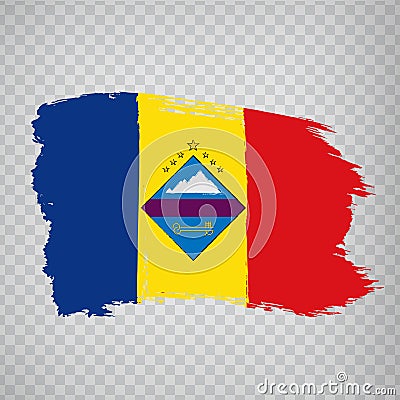 Flag Parish Encamp of Andorra brush strokes. Flag of Encamp on transparent background for your web site design, app, UI. Principal Vector Illustration